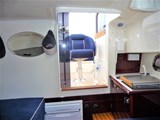 Ruby Too: cabin looking aft to companionway access (with crew cockpit chair in background)